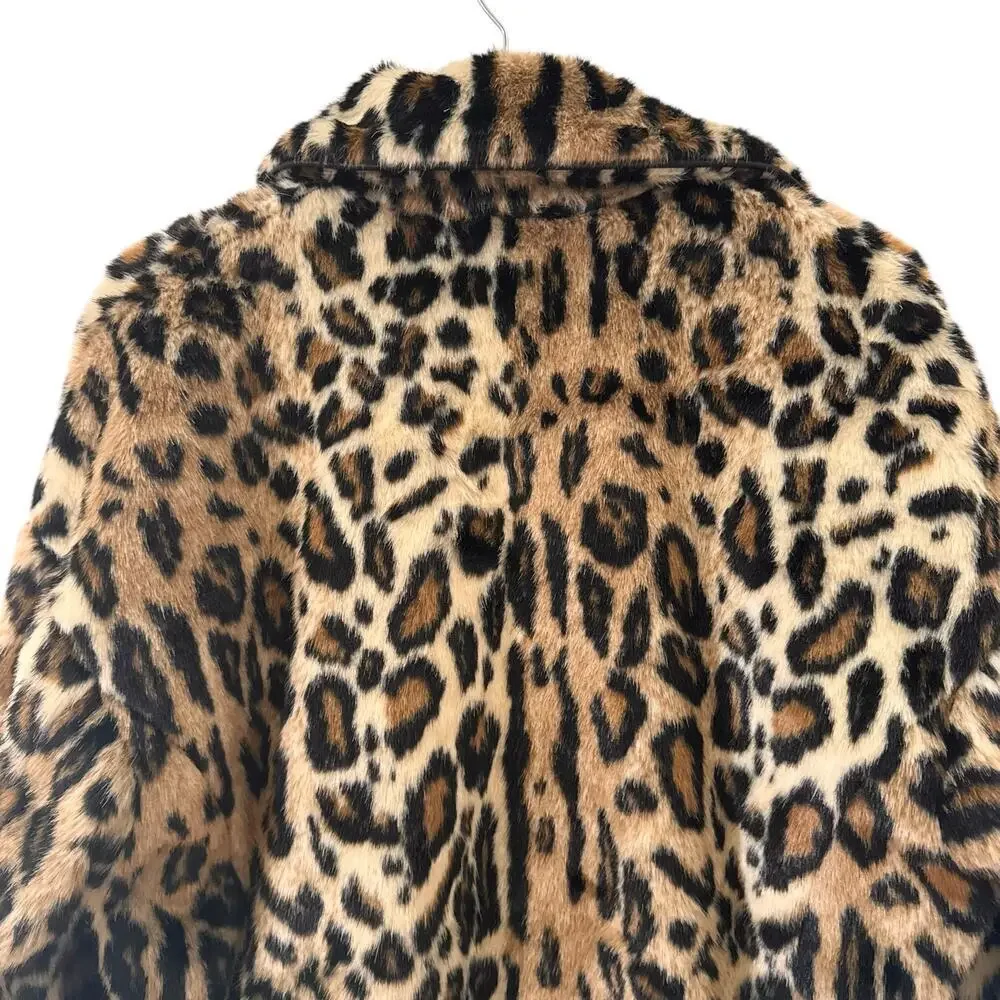 Free People Kate Leopard Print Faux Fur Oversized Coat Jacket Size XS